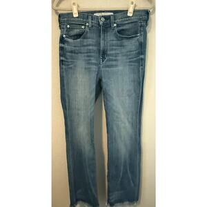 AYR Women's Jeans The Bomb Pop Straight Leg Raw Hem High-Rise Denim Blue Sz. 30S